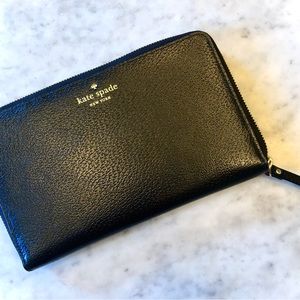 Kate spade black leather continental wallet